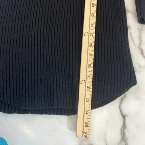 Monrow Elbow Slash Sweater Dress Womens Size Small Black Wool Cotton Ribbed Knit - Picture 8 of 12